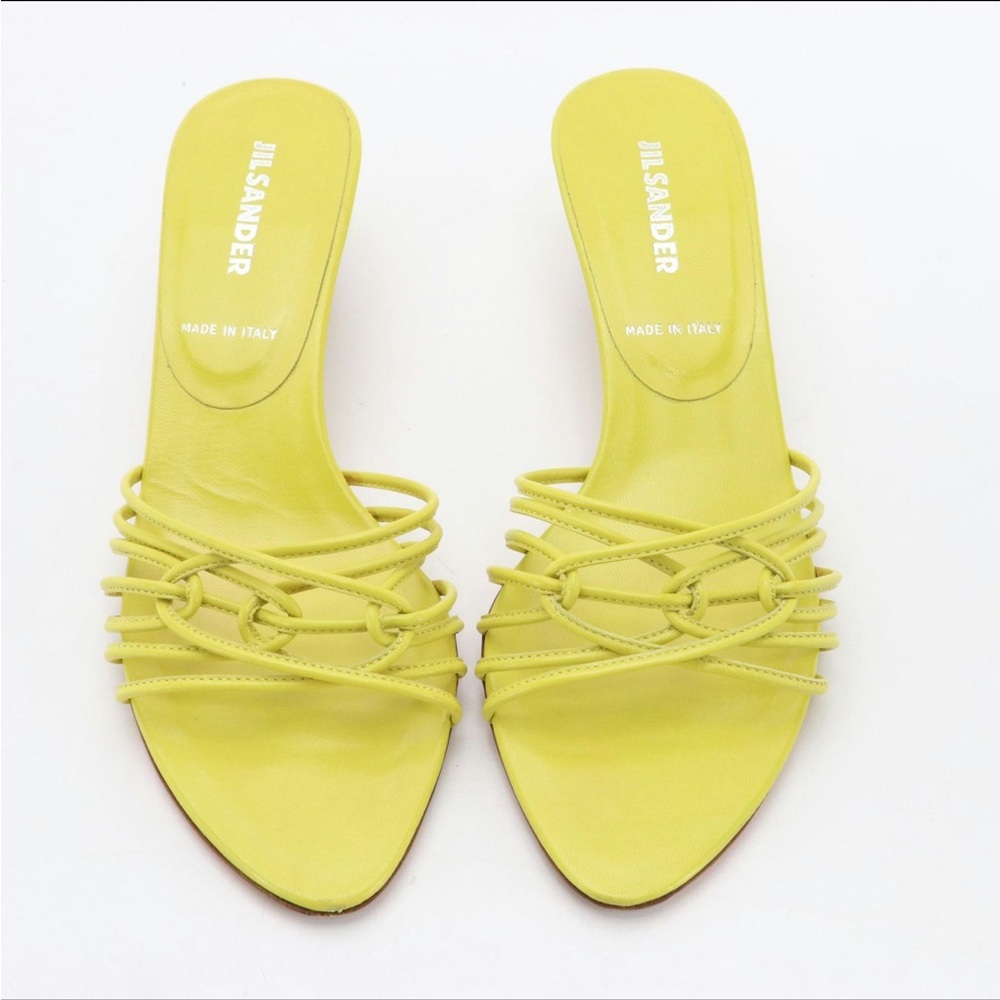 Jil Sander Strappy Leather Kitten Heels in Box - yellow - Picture 2 of 7